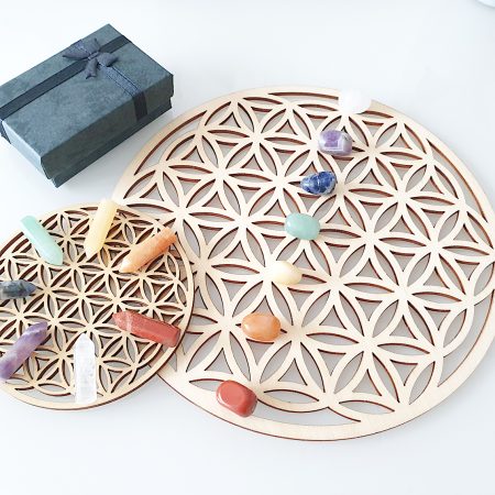 Chakra Balance Grid Blume des Lebens mit Edelsteinen